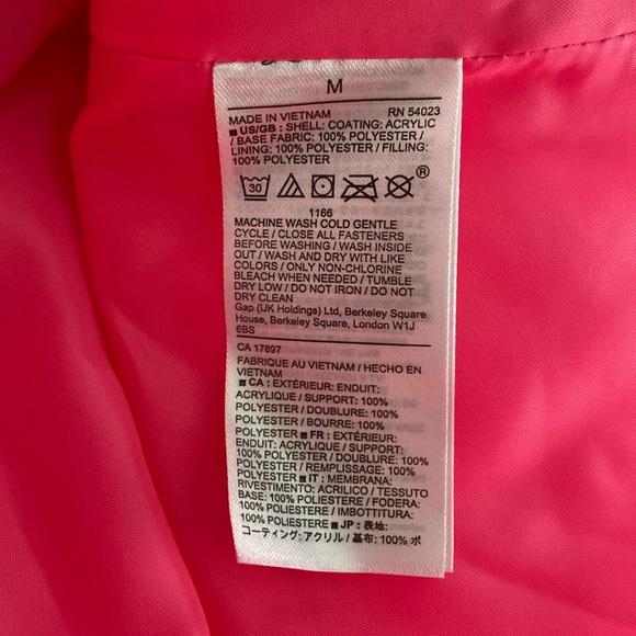 GAP Neon Pink Puffer Warmest Vest - Size Medium - NWOT - Picture 7 of 10